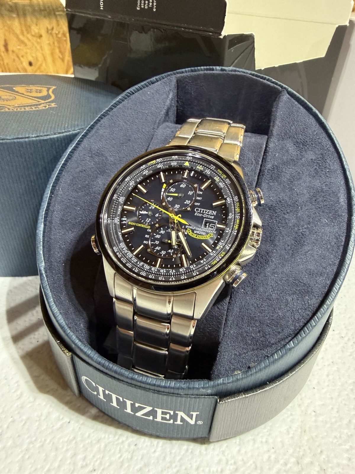 Citizen Men’s Blue Angels World Chronograph Eco Drive Watch AT8020-54L