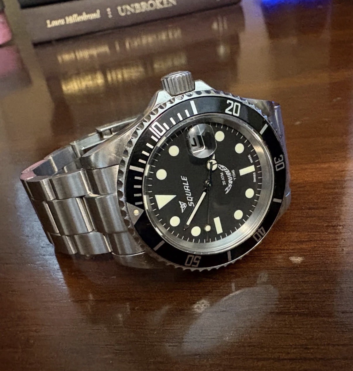 Squale 1545 Maxi 40MM Black Aluminum Bezel, Vintage “Submariner” Style