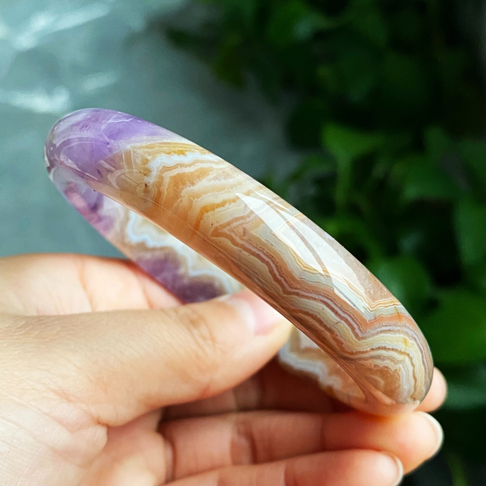 61mm Natural Rare Amethyst Agate Crystal Gemstone Bangle C9