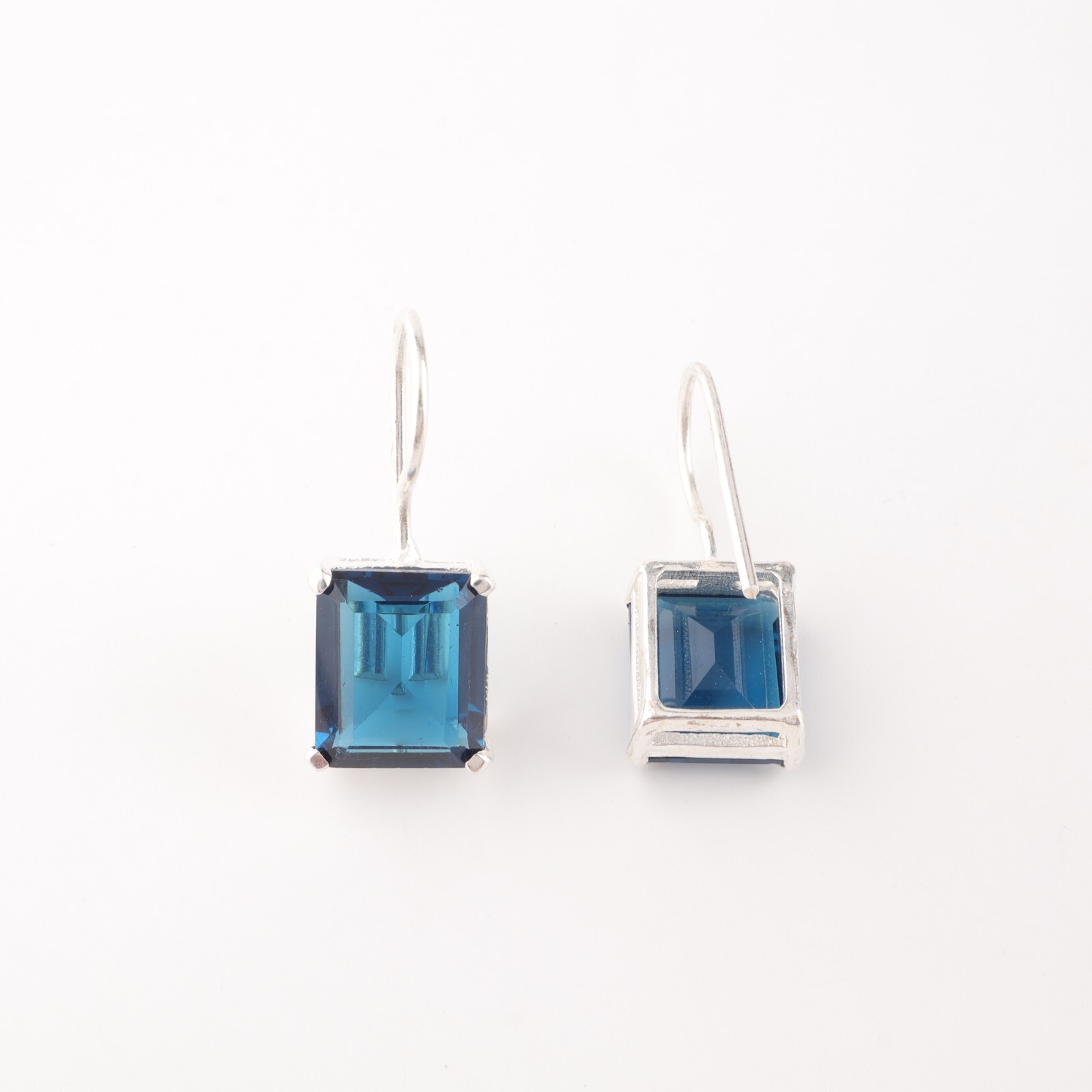 Natural London Blue Topaz Gemstone 925 Sterling Silver Handmade Earrings 1.06″