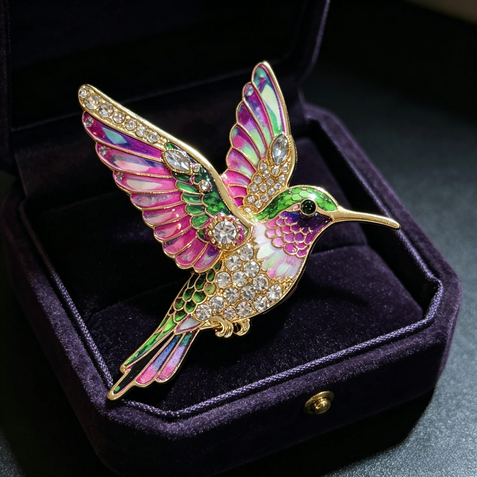 Luxury Rhinestone Hummingbird Brooch Bird Animal Pin Spring Summer Jewelry Gift