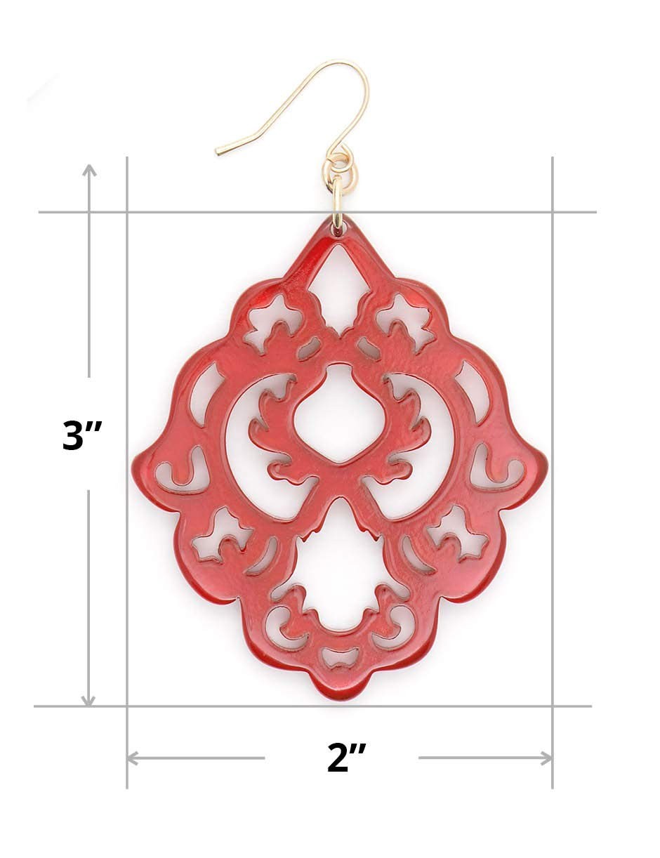 Resin Acrylic Colorful Scroll Design Drop and Dangle Earrings for (Bright Ora