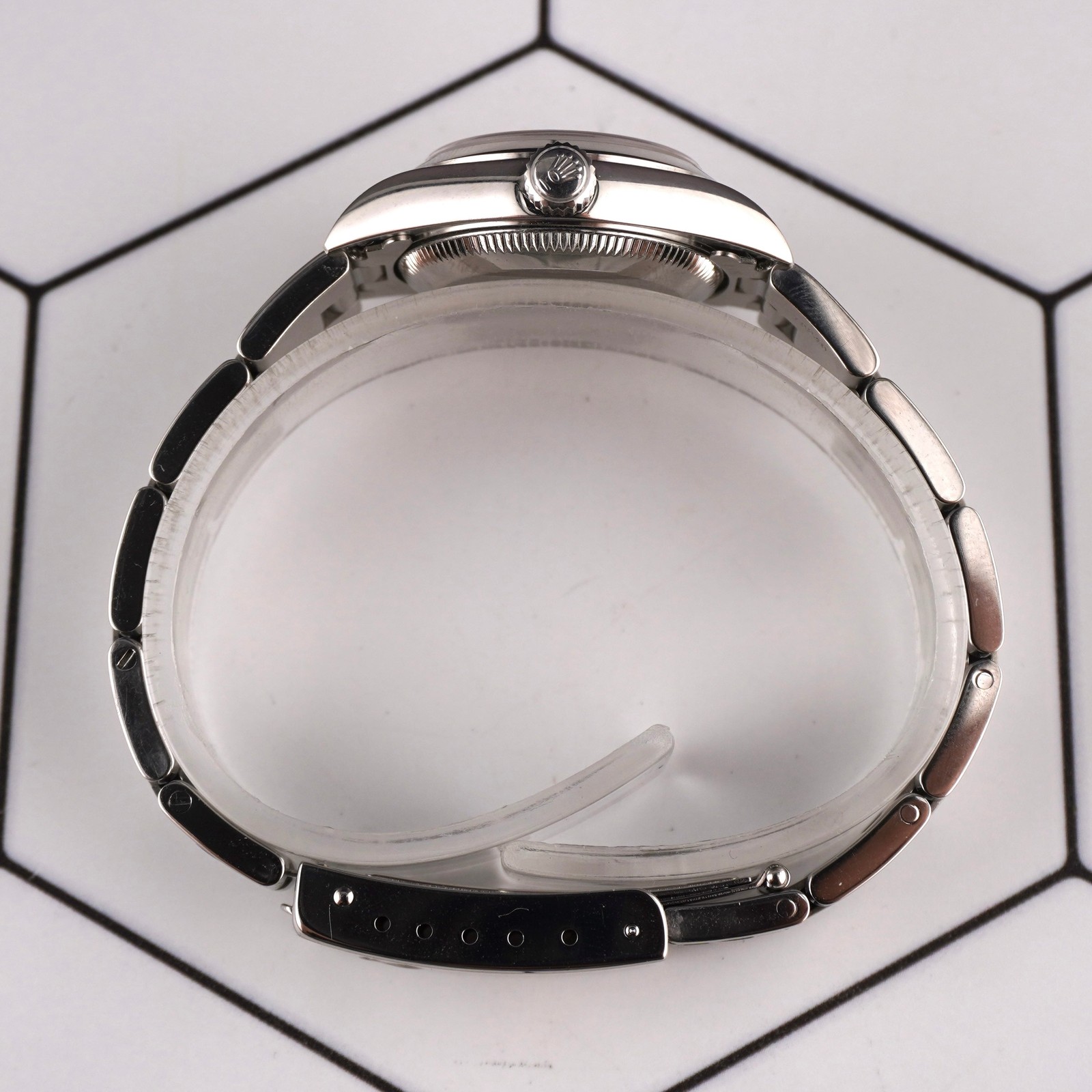 Rolex Oyster Perpetual 25mm Steel Pink MOP Diamond Smooth Oyster Watch 67180