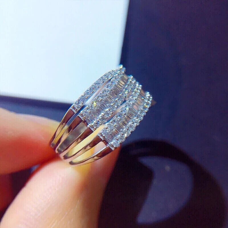 4.20Ct Lab Created Diamond Baguette Eternity Wedding Band 14K White Gold Plated