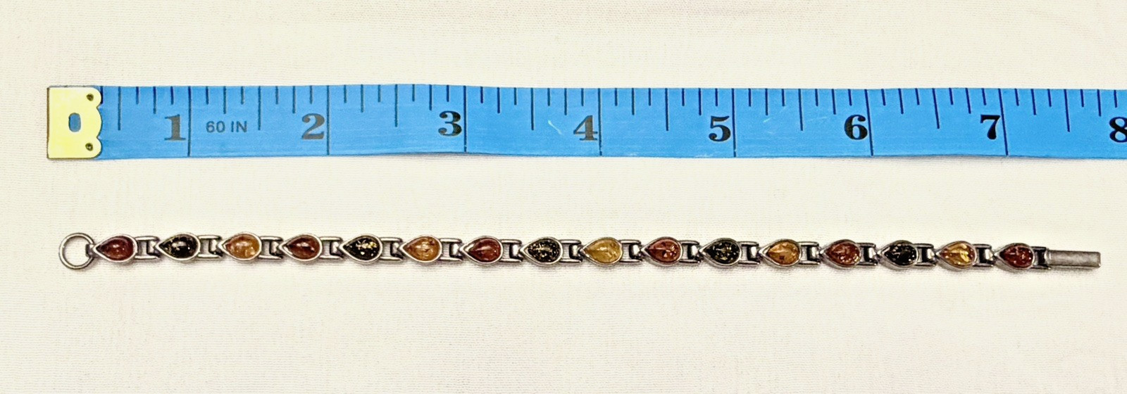 925 Sterling Silver Amber gemstones Bracelet shades of Amber Yellow Orange Brown