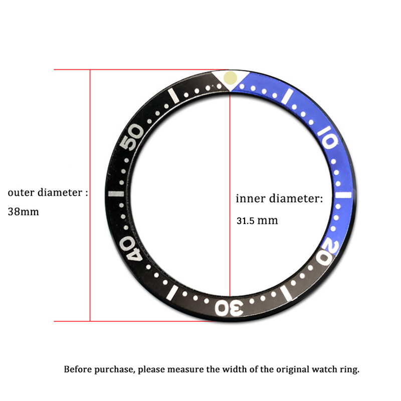 For SKX007 SKX009 38mm*31.5mm Flat Aluminum/Ceramic/Steel Watch Bezel Insert