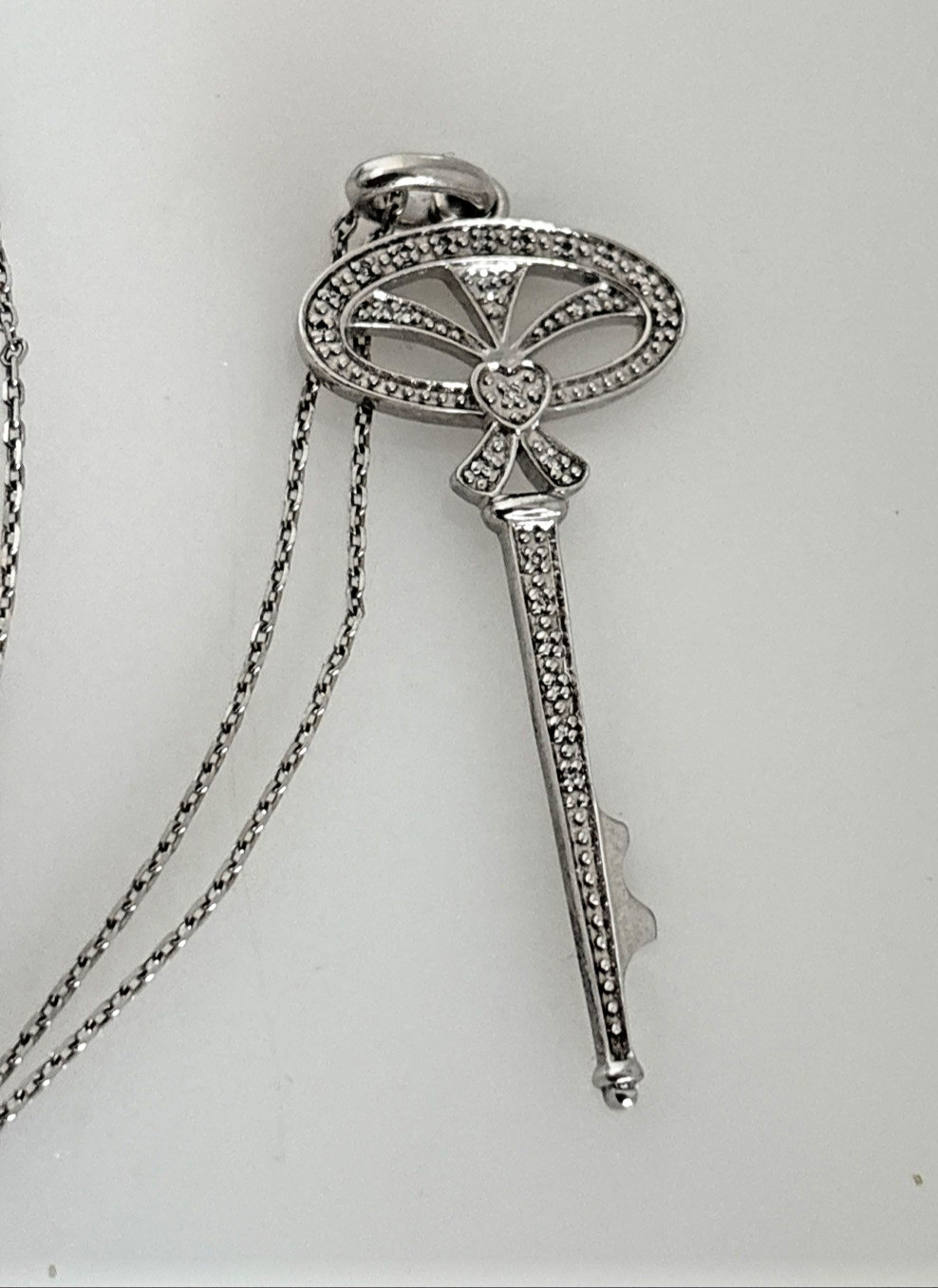 Sterling Silver Heart Skeleton Key to my Heart Pendant Necklace 18″ 925 14C