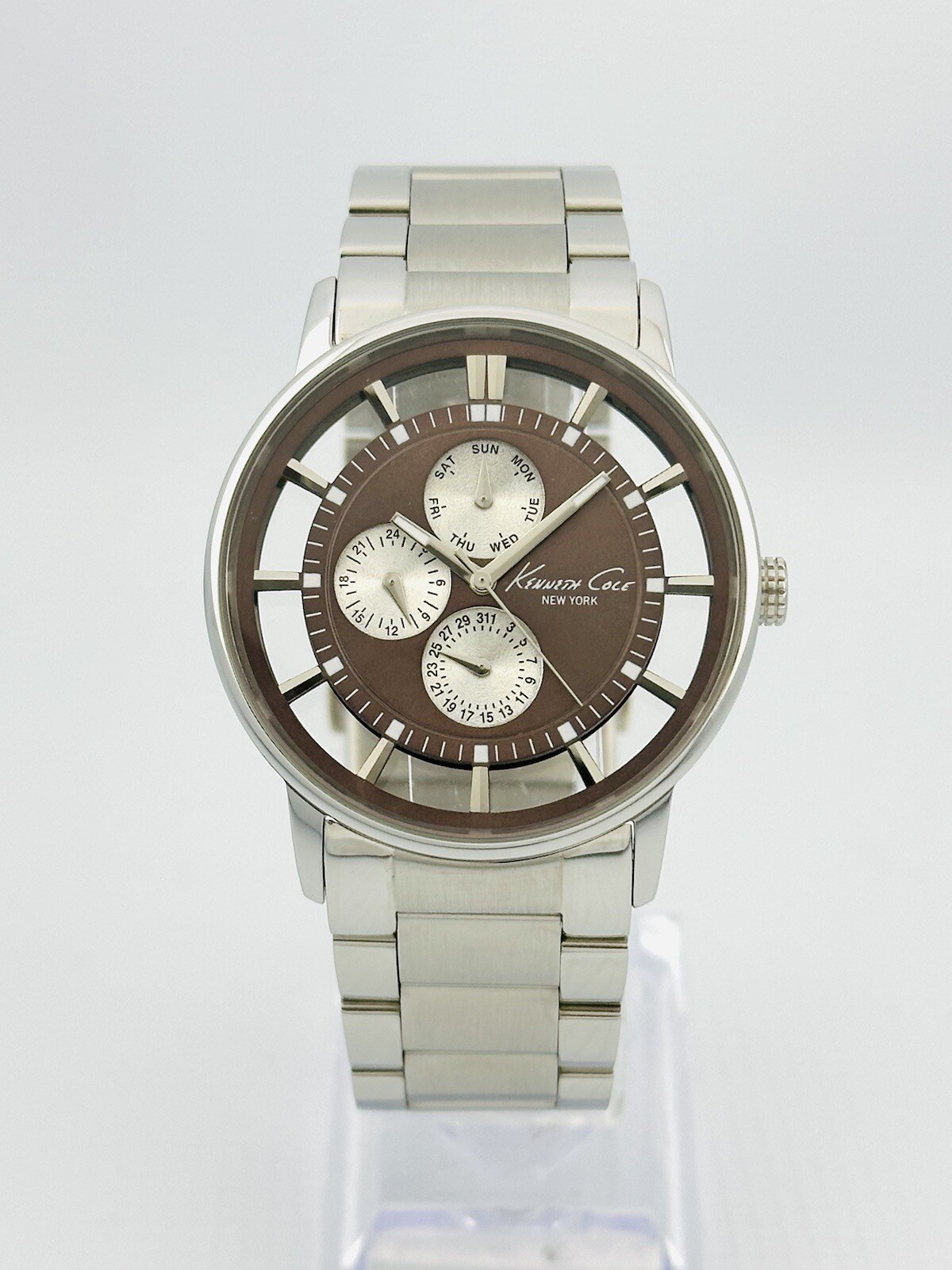 Kenneth Cole KC9114 Men’s Iron Brown Transparent See-Through Dial Steel Watch