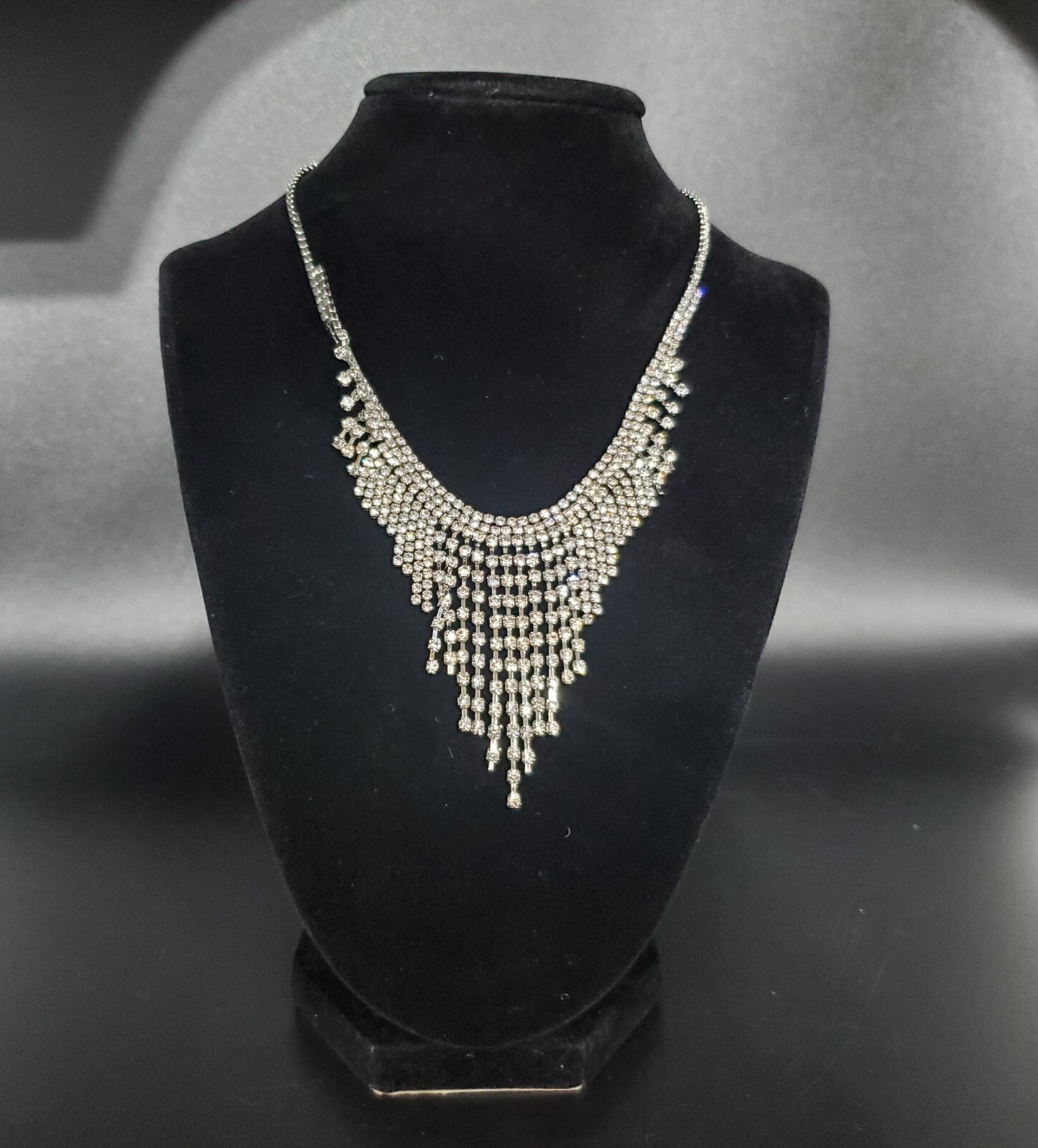 Women Rhinestone Tassel Necklace Jewelry Accessory Choker 96-3