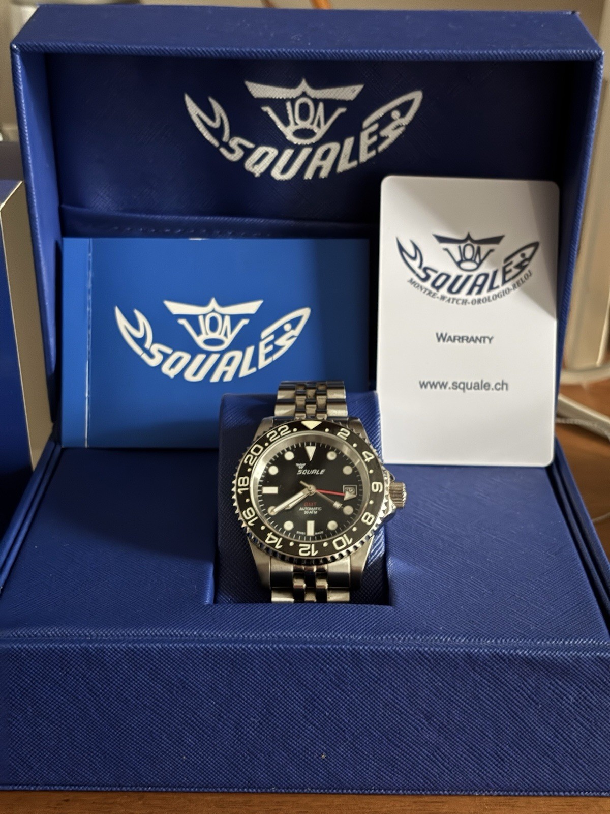 Squale GMT 1545 300 meter Swiss Automatic GMT watch with Luminous Ceramic Bezel