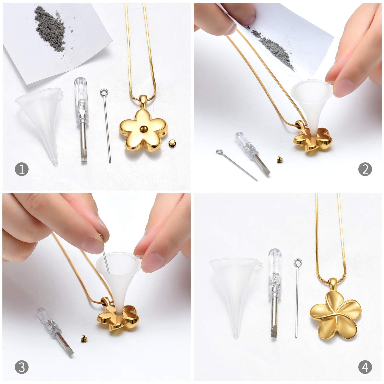 Flower Cremation Ashes Jewelry Cremation Necklace Memorial Locket for Ashes K…
