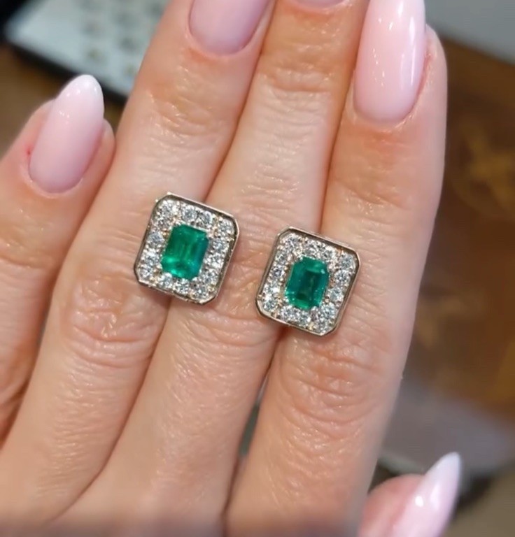 14k Gold Emerald Earrings Natural Zambian Emerald Earrings 14k Solid Gold