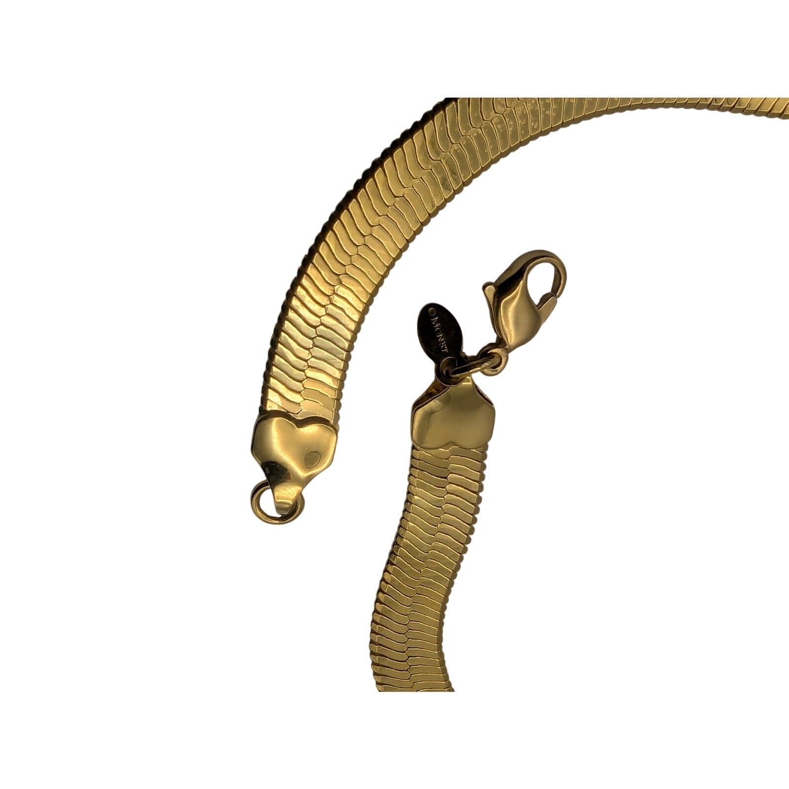 MONET Herringbone Necklace Womens Gold Tone Flat Snake Chain 18in