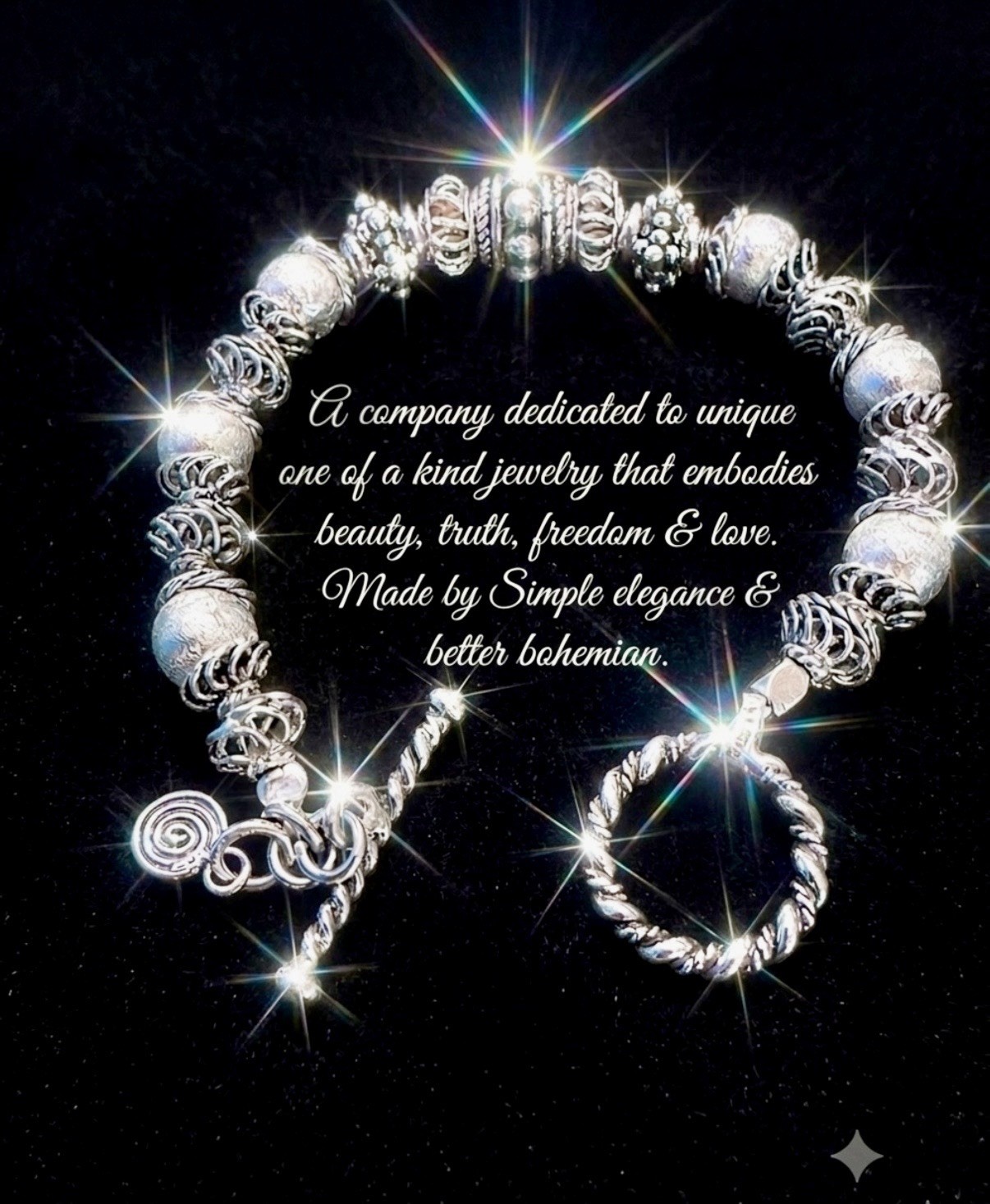 STERLING SILVER 925 Beaded Star Charm Bracelet Lobster Clasp safety chain No;1