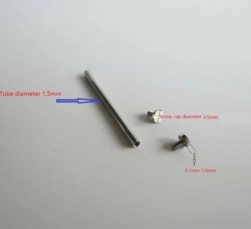 Steel Color Watch Band T-bar Stud Screw 2.5mm Cap 10-34mm Tube Long 1.5mm Thick