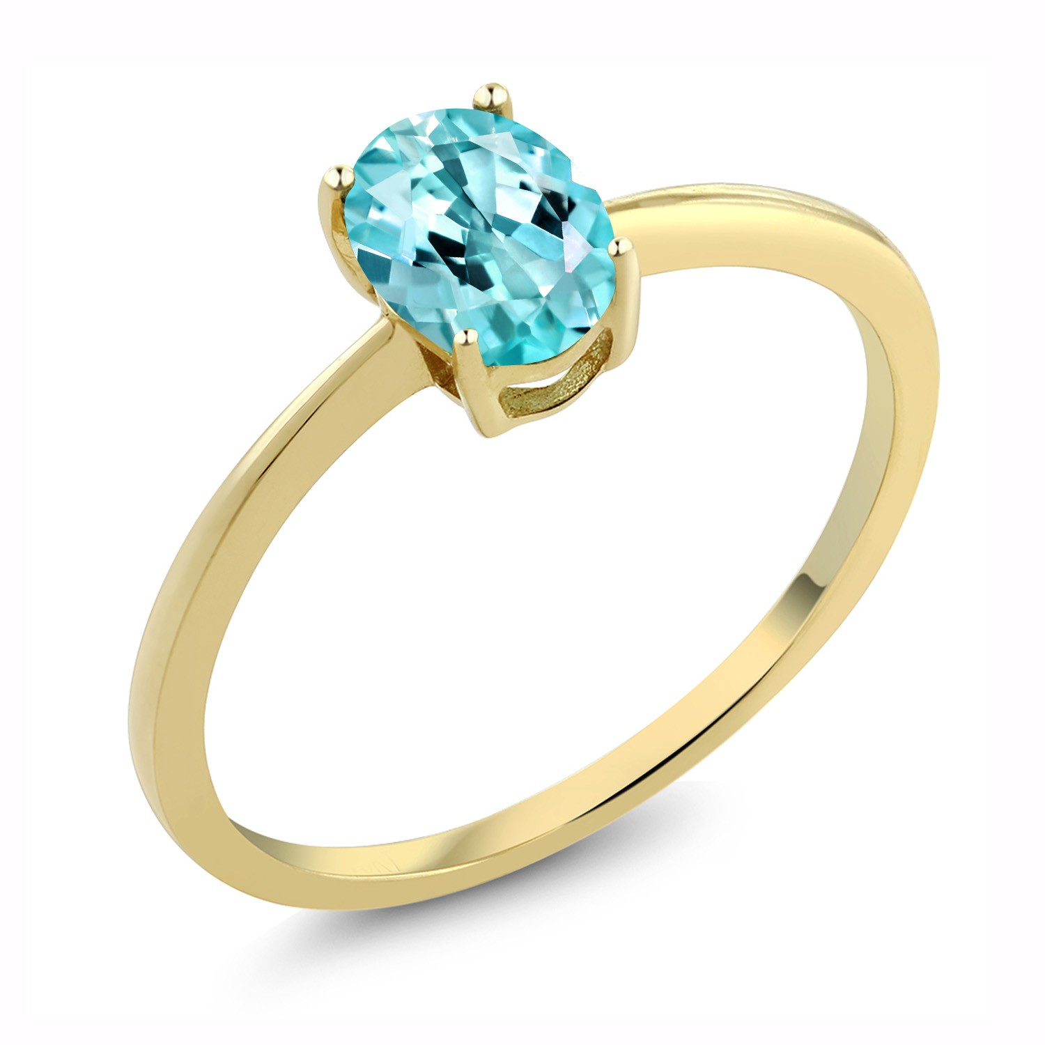 0.82 Ct Oval Blue Apatite 10K Yellow Gold Ring