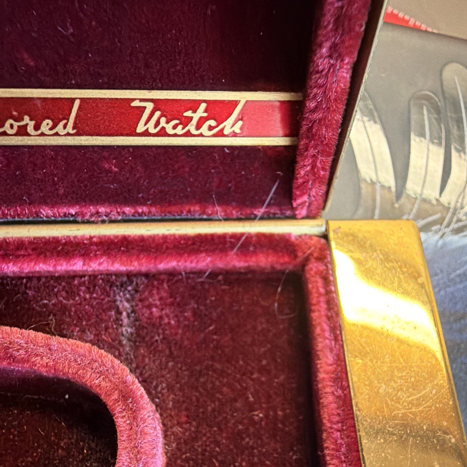 Vintage Longines Watch Box Red Velvet Metal Coffin Case Worlds Most Honored Empt