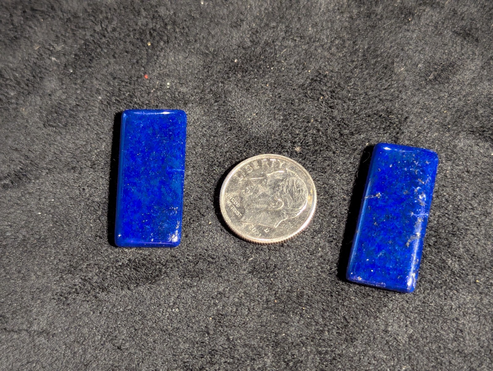 2 Blue Lapis Lazuli Polished Rectangular Cabochon Loose Gemstones