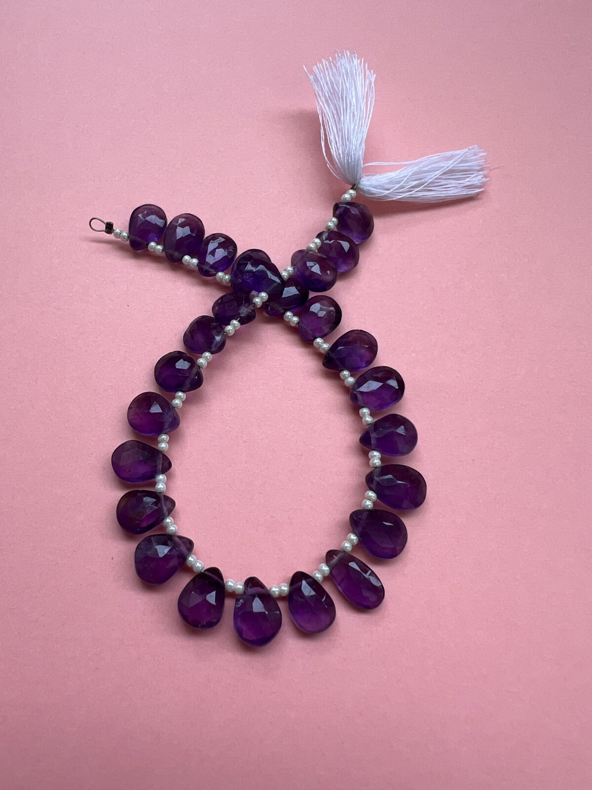 Natural Amethyst Faceted Pear Briolette Beads 1 Strand 8-9mm Teardrop Gemstone