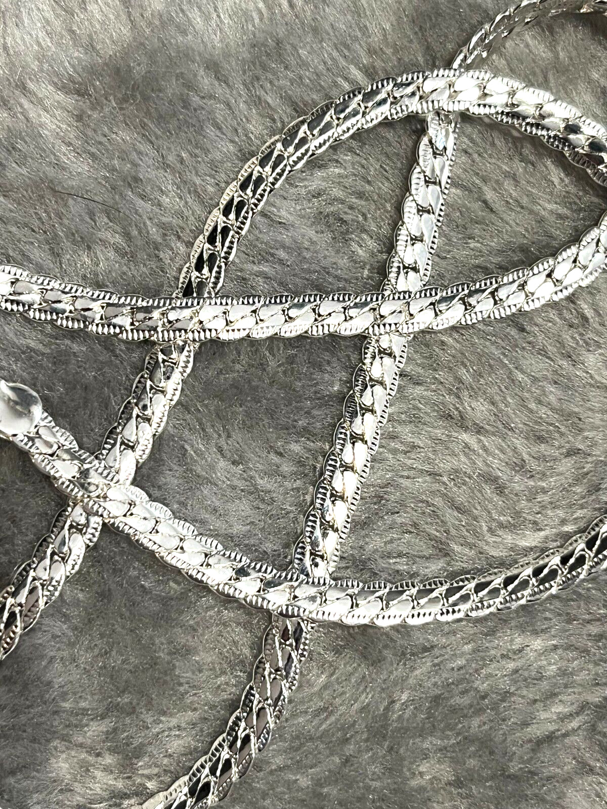 SHARP 925 SILVER PLATED MEN’S WOMEN’S SIDEWAYS CHAIN/NECKLACE 6mm 24″