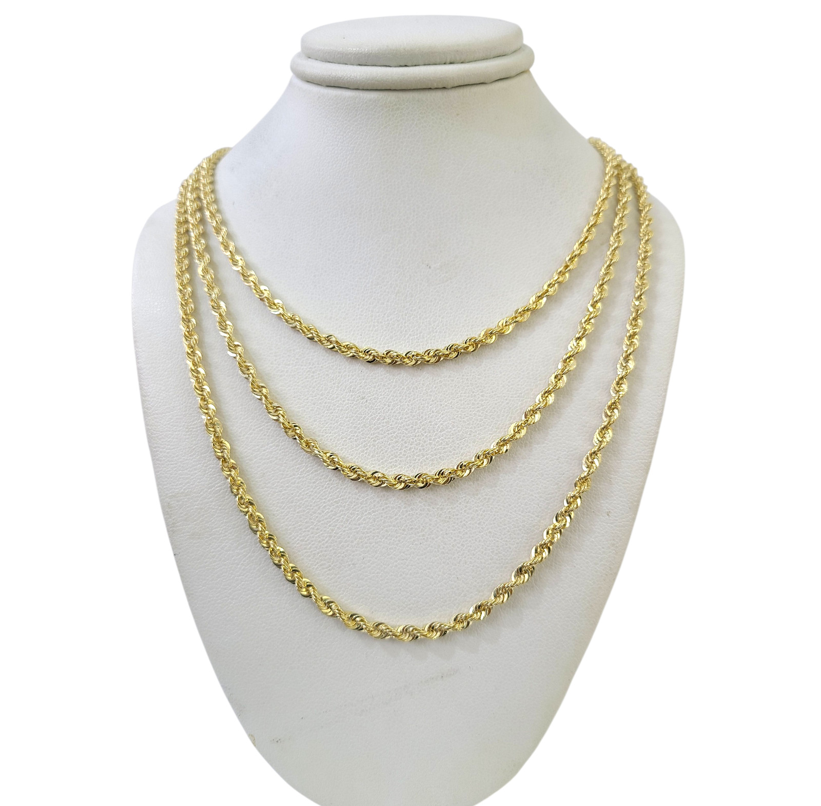 10k Gold Hollow Muray Rope Chain Necklace 3mm 18″ 20″ 22″ 24″ Men Women Gift