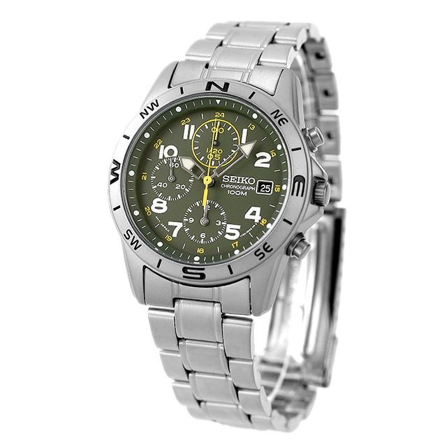 SEIKO SND377P1 Dark Olive Green Chronograph Men’s Watch New in Box