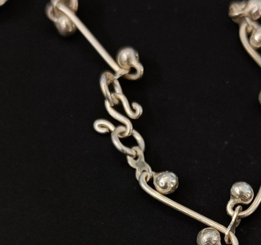 Sterling Silver Swirl Link Necklace Infinity Chain Modernist Chocker 925 Gift