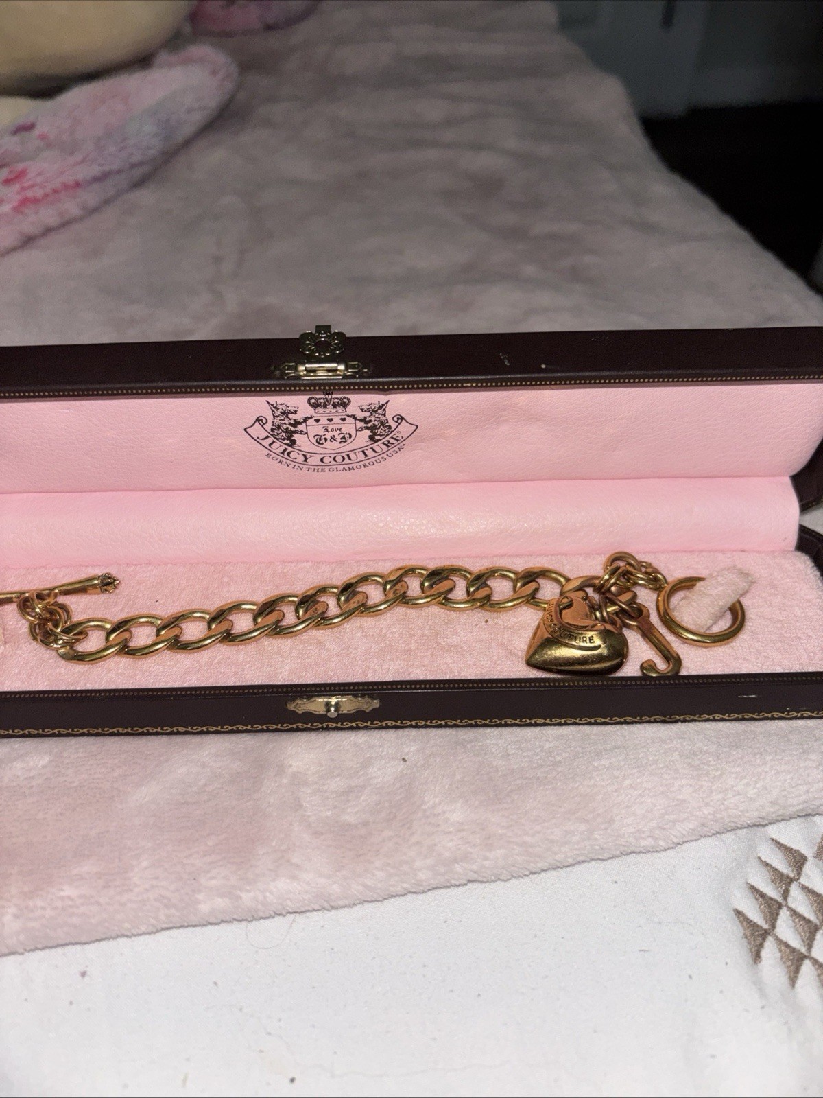 Juicy Couture Starter Charm Bracelet – Puffy Heart Gold toned – with box