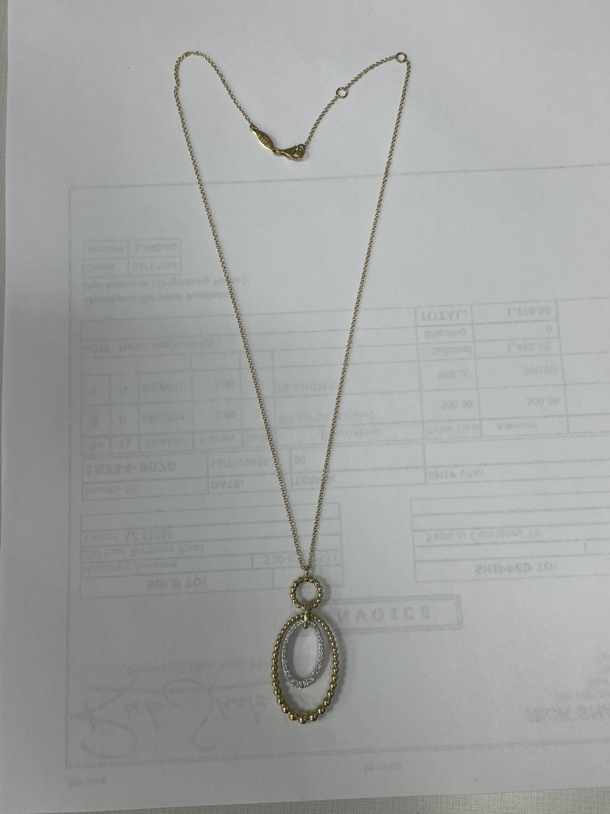Gabriel 14kt White- Yellow Gold Diamond Oval Pendant Necklace