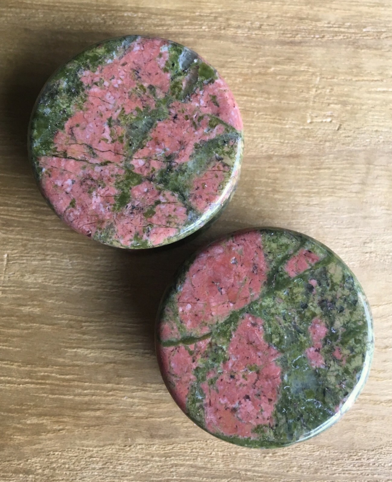 PAIR Unakite Organic Stone Plugs Gauges – 3mm (8g) up to 38mm (1.5″) available!
