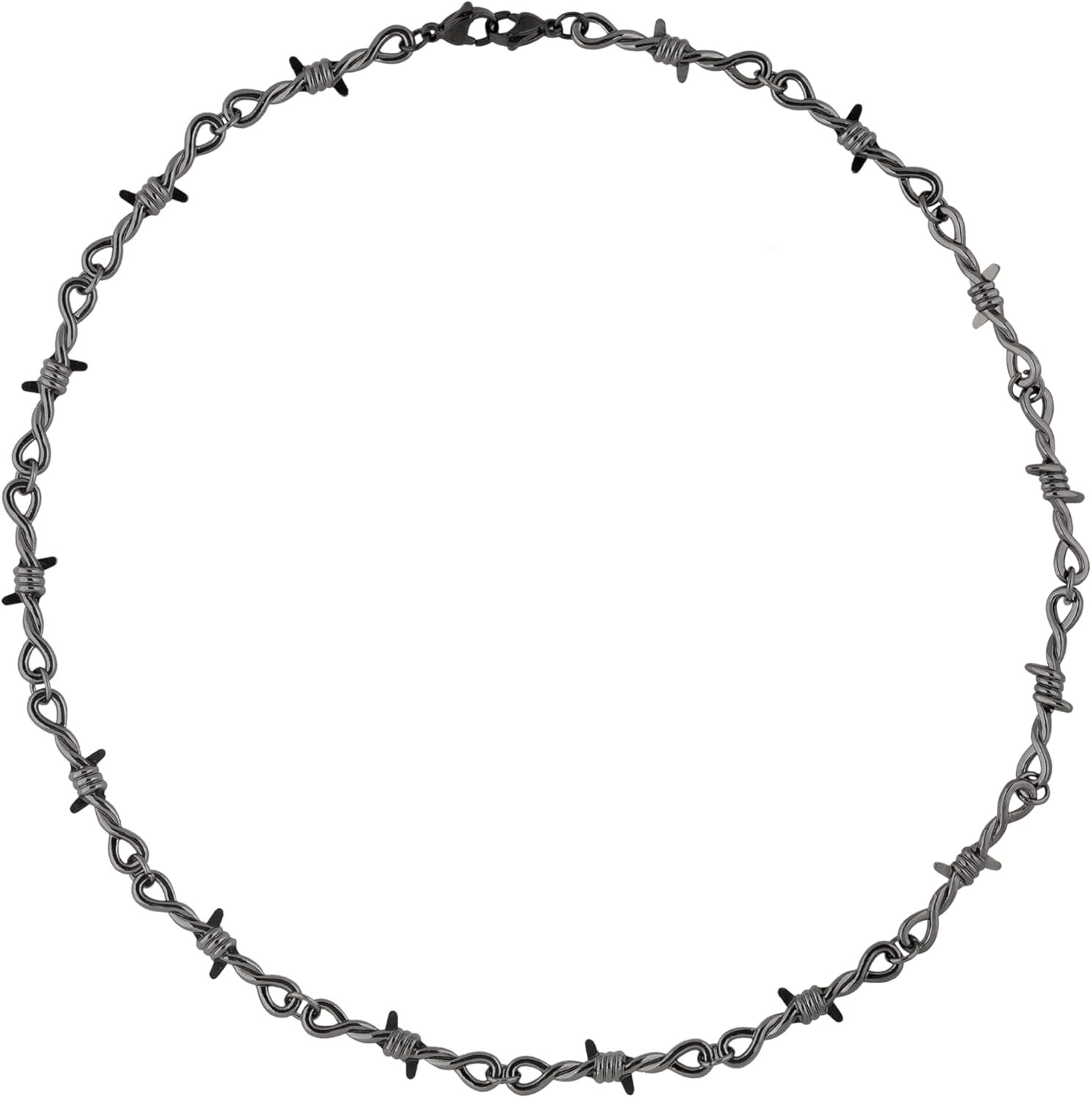 Black Barbed Wire Chain Necklace 22 In, Gothic Emo Punk Grunge Necklace, Goth Je