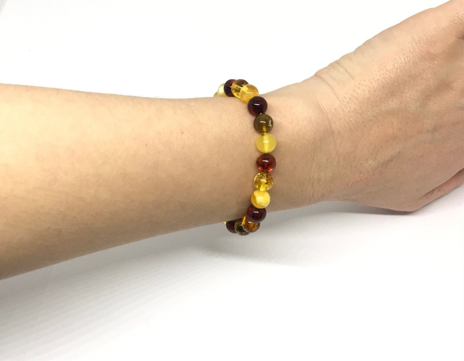 Amber Bracelet Gift Round Beads Natural BALTIC Colorful Genuine Bead 6,7g 18437