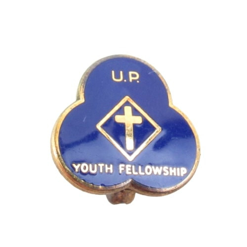 10K Gold Filled Youth Fellowship & NJ 5 Years Service Enamel Pins Brooches Vtg