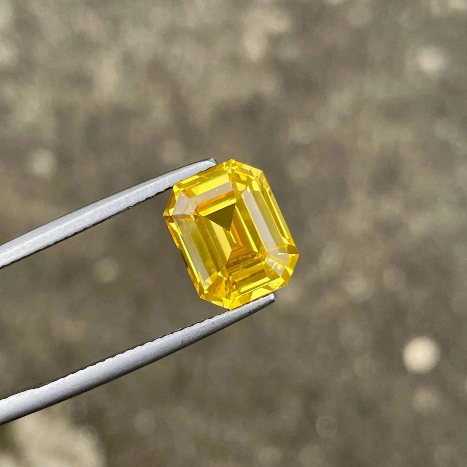 11.70 Ct Natural Certified Unheated Yellow Sapphire Loose Emerald Cut Gemstone
