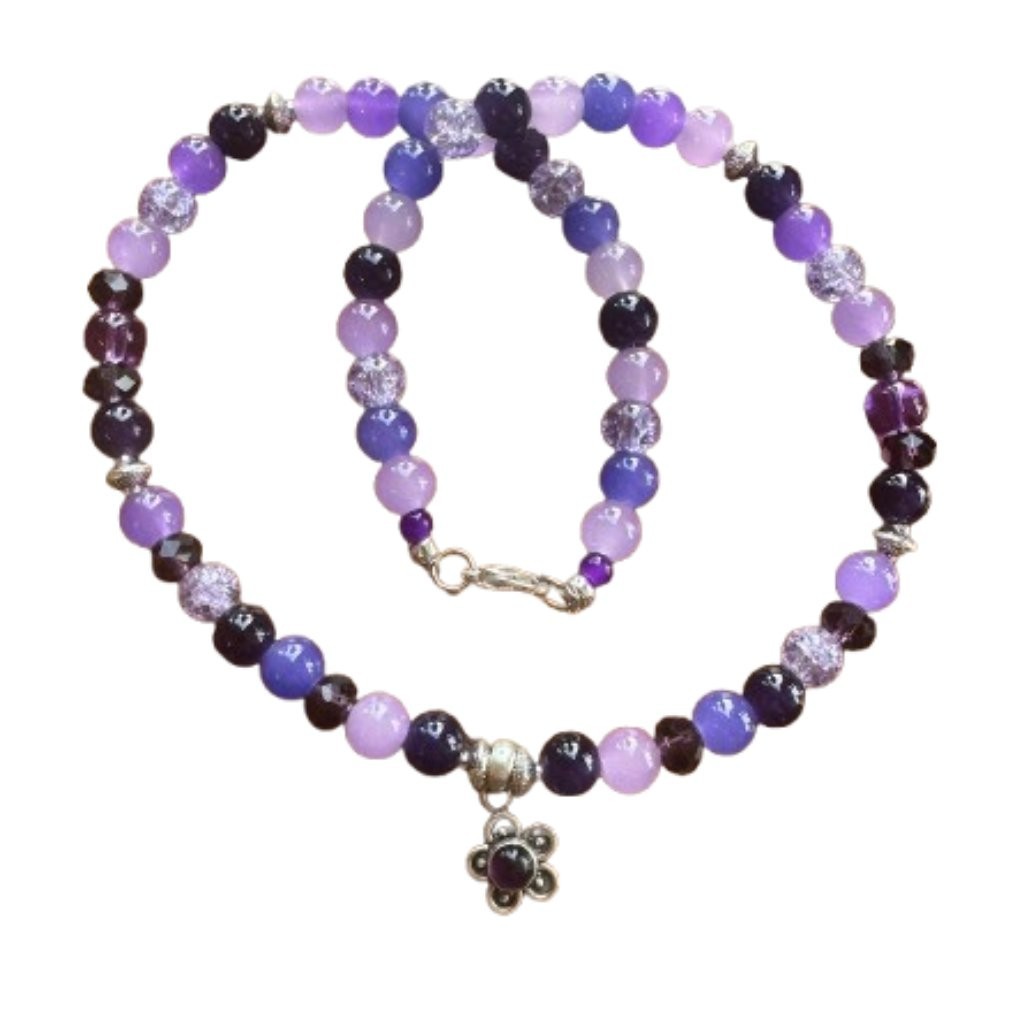 Hand-beaded necklace/bracelet set. “Purple Perfection!” NWT (WJW037)
