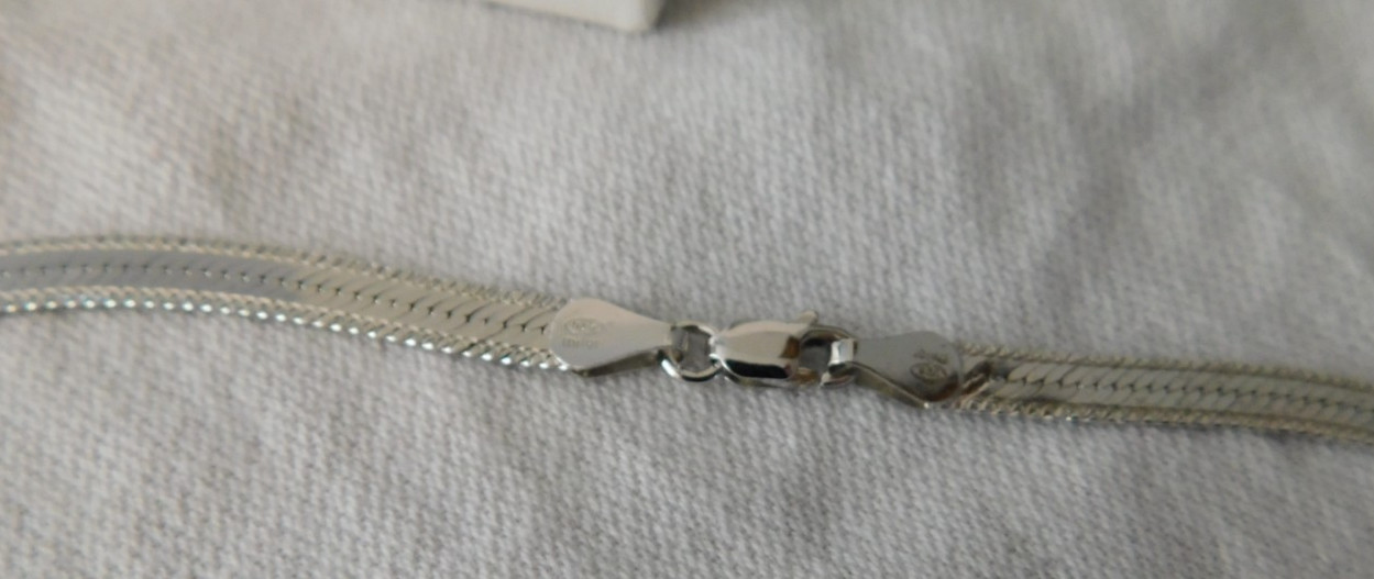 Milor Sterling Silver Chain Necklace 925 Italy 4.5 MM 18 inch Herringbone