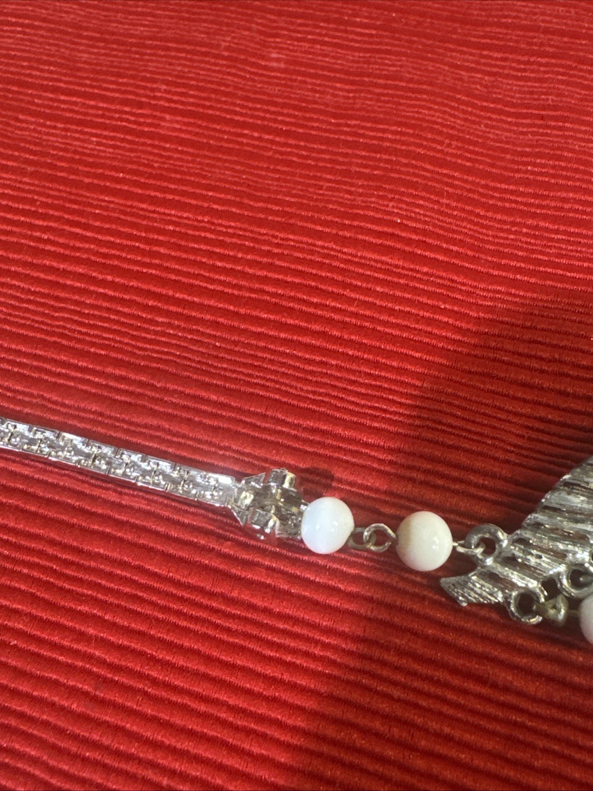 Vintage Sterling W & H Jewelry Co. Multi Strand Beaded Necklace Rhinestones Nice