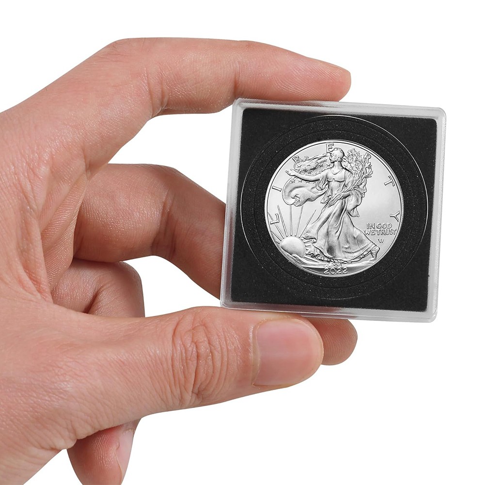 Clear Coin Collection Holders with Sponges Coin Capsules Silver Dollar Protector