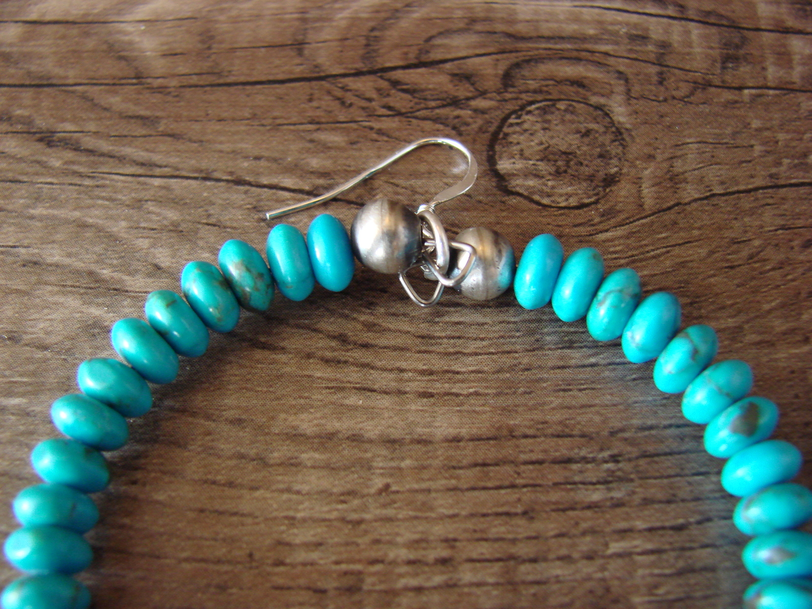 Native American Hand Beaded Turquoise Sterling Silver Desert Pearl Earrings