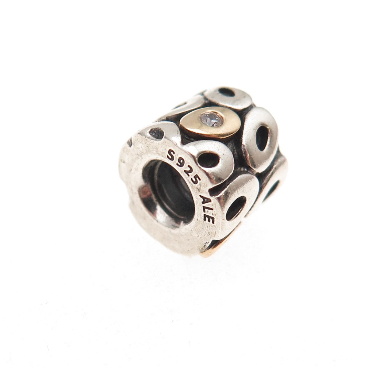 Pandora 925 Sterling Silver & Gold C Z Oh My! Slide Bead Charm