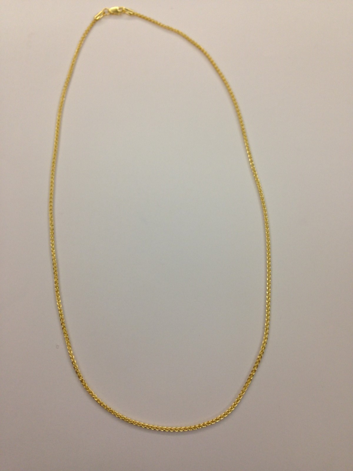 14k Yellow Gold 20″ Basket Rope Round Wheat Link Chain Necklace 1.2mm 3.3 Grams