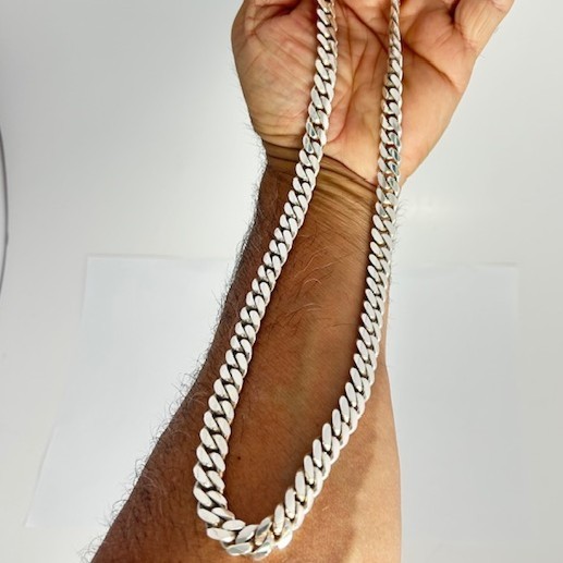 Heavy 77g Solid .999 Silver Miami Cuban Link Chain 10mm 20in Box Clasp