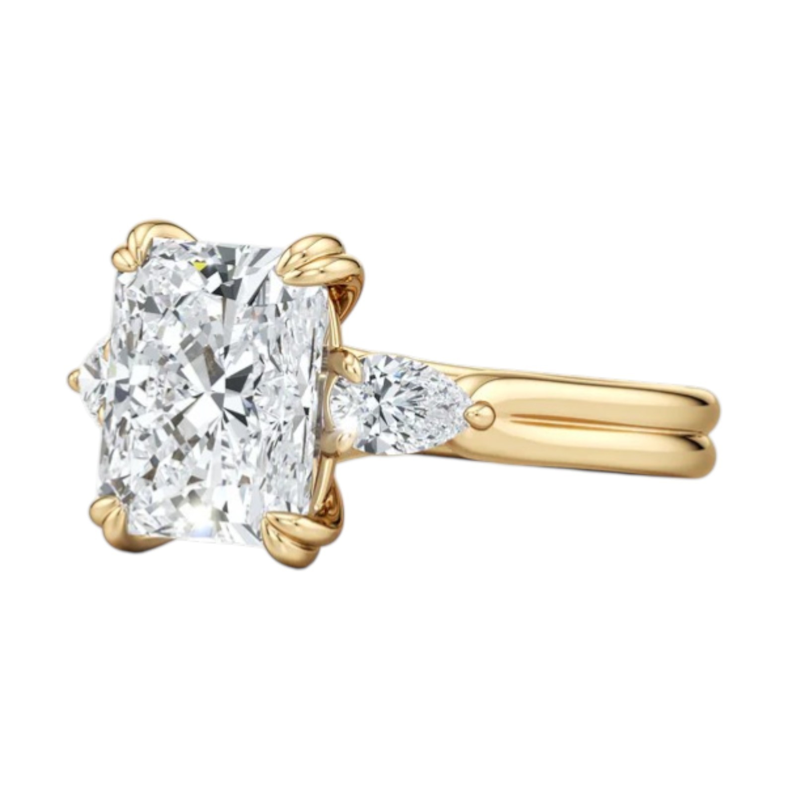 5.80 Ct Radiant IGI Certified Lab Grown Diamond Engagement Ring 14K Yellow Gold