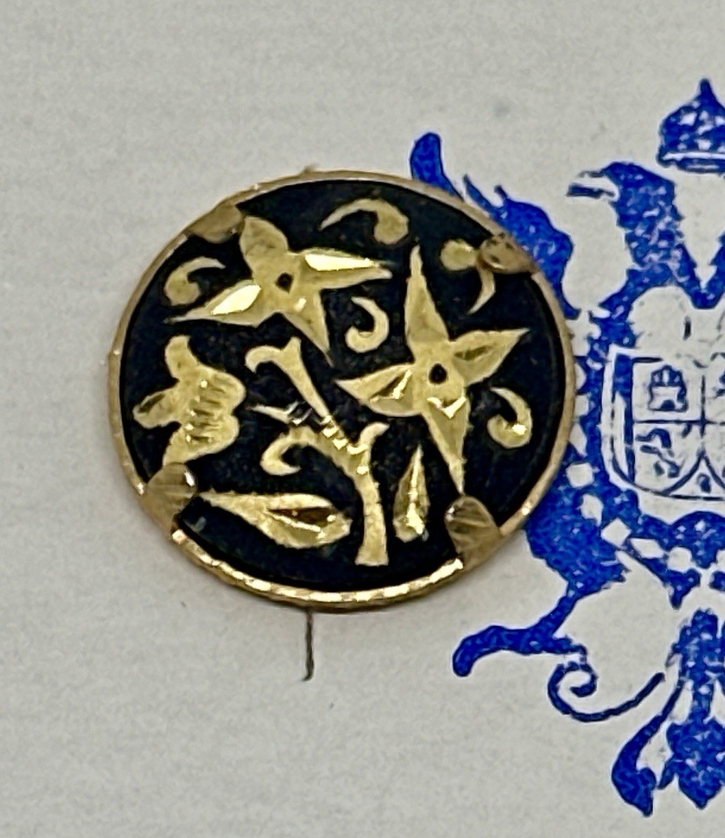 Damascene Spanish Flower Stud Earrings Vintage Toledo Spain 24k Gold Inlay