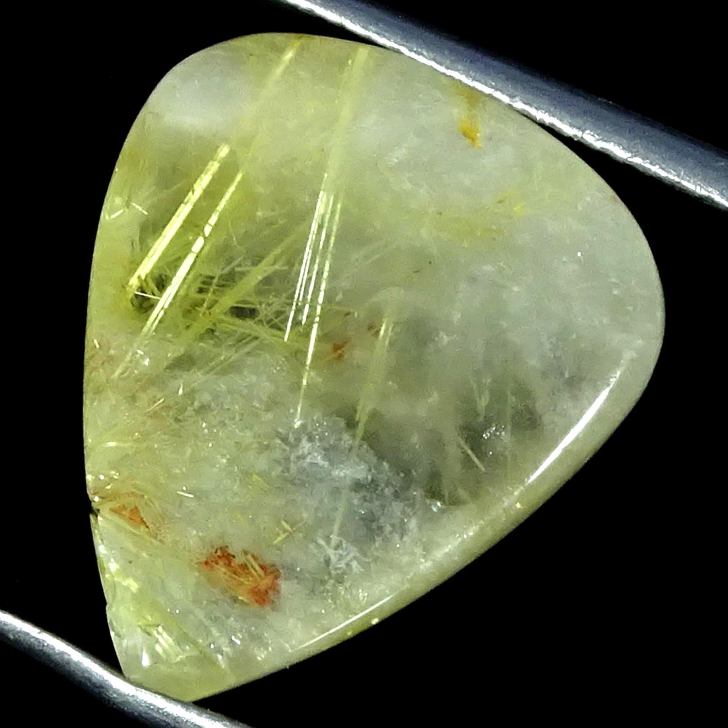 11.00Cts 100% Natural Ultra Golden Rutile Quartz Pear Cabochon 14X17X5MM