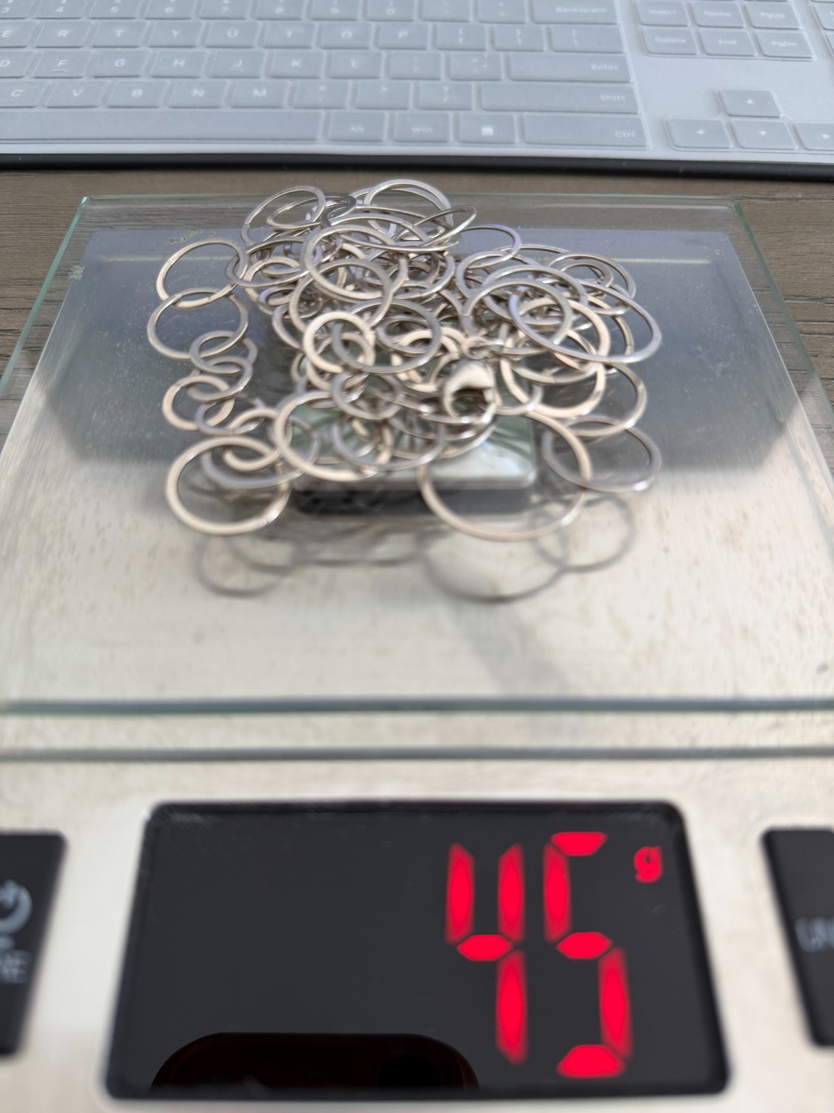 Sterling Circle Round Chain Links Necklace Hallmarked 45 Grams 42 1/2″ Long