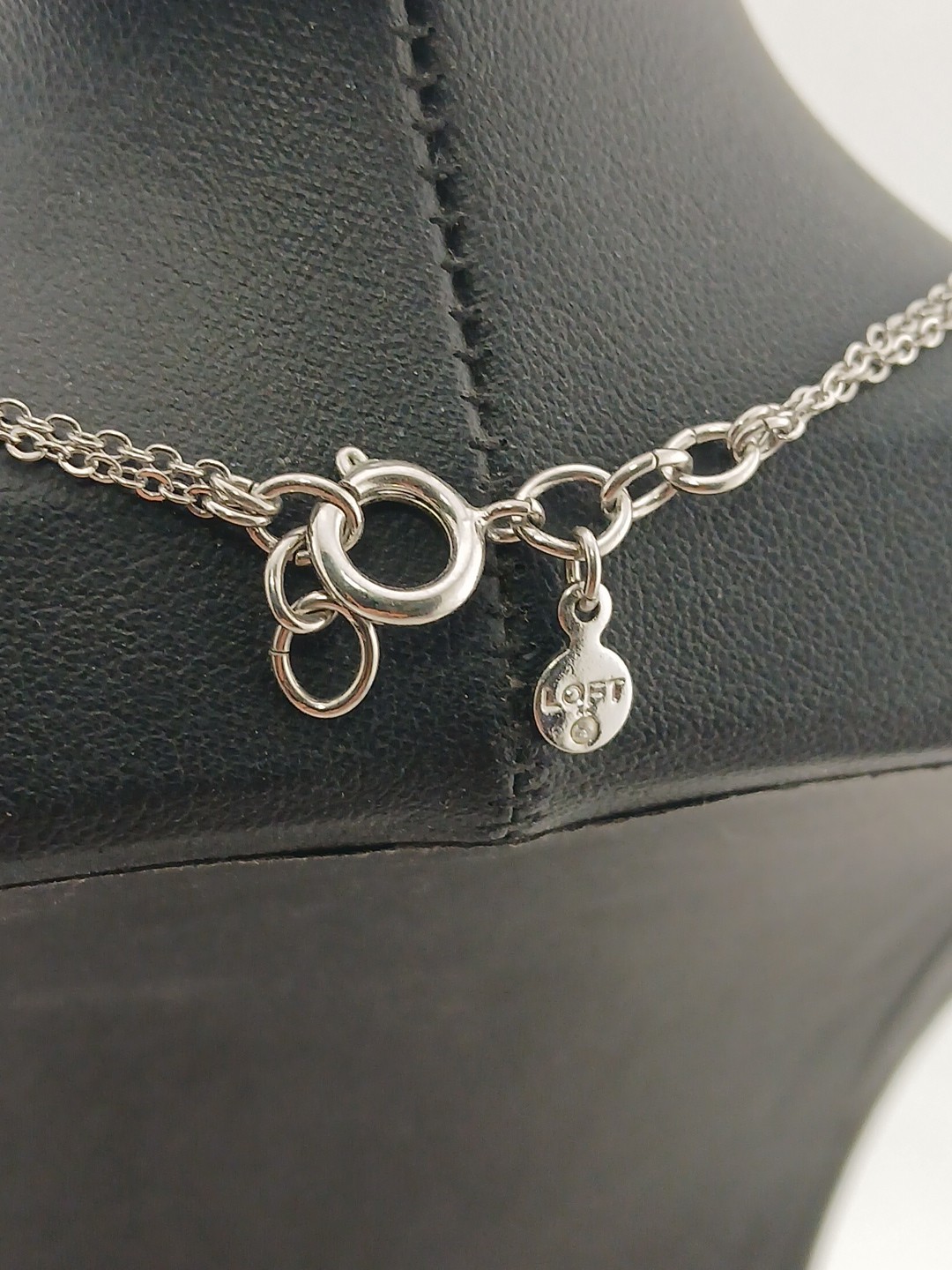 LOFT silver tone 2 layer chain 1 bar & 1 crescent design pendants necklace