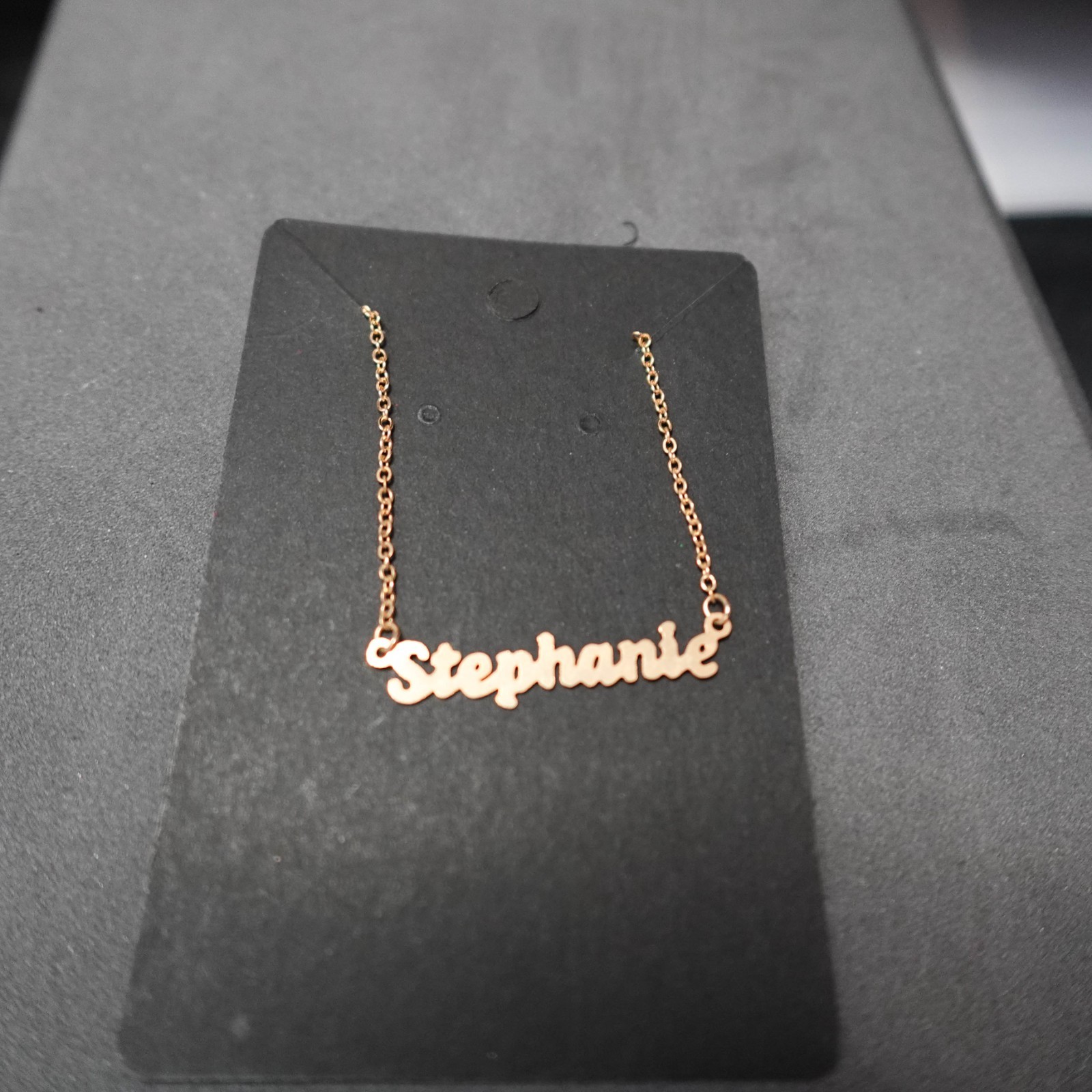 Stephanie 14″ Personalized Choker Necklace Gold Tone Dainty Delicate Name Gift