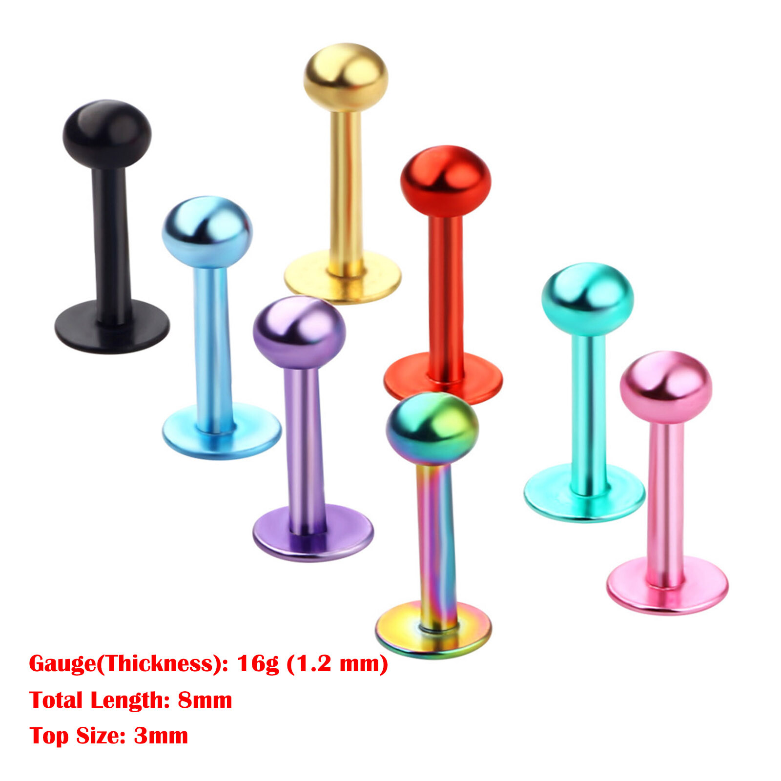 4-24pcs CZ Gems Labret Monroe Lip Rings Helix Tragus Earring Studs 16G Piercing