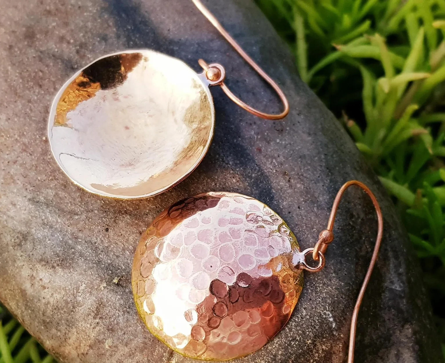 1 Pair Pure Copper Healing Circle Hook Earrings, Jewelry Spiritual Kriya